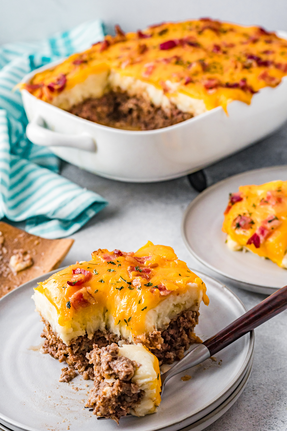 LOADED POTATO AND MEATLOAF CASSEROLE