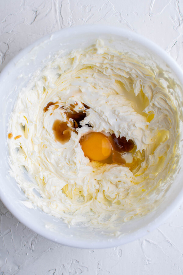 Whipped butter with an egg and vanilla extract.