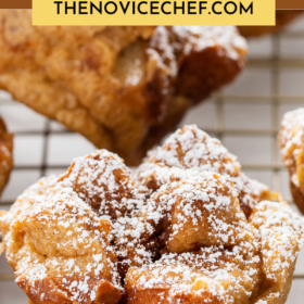 French toast muffins sprinkled with powdered sugar.