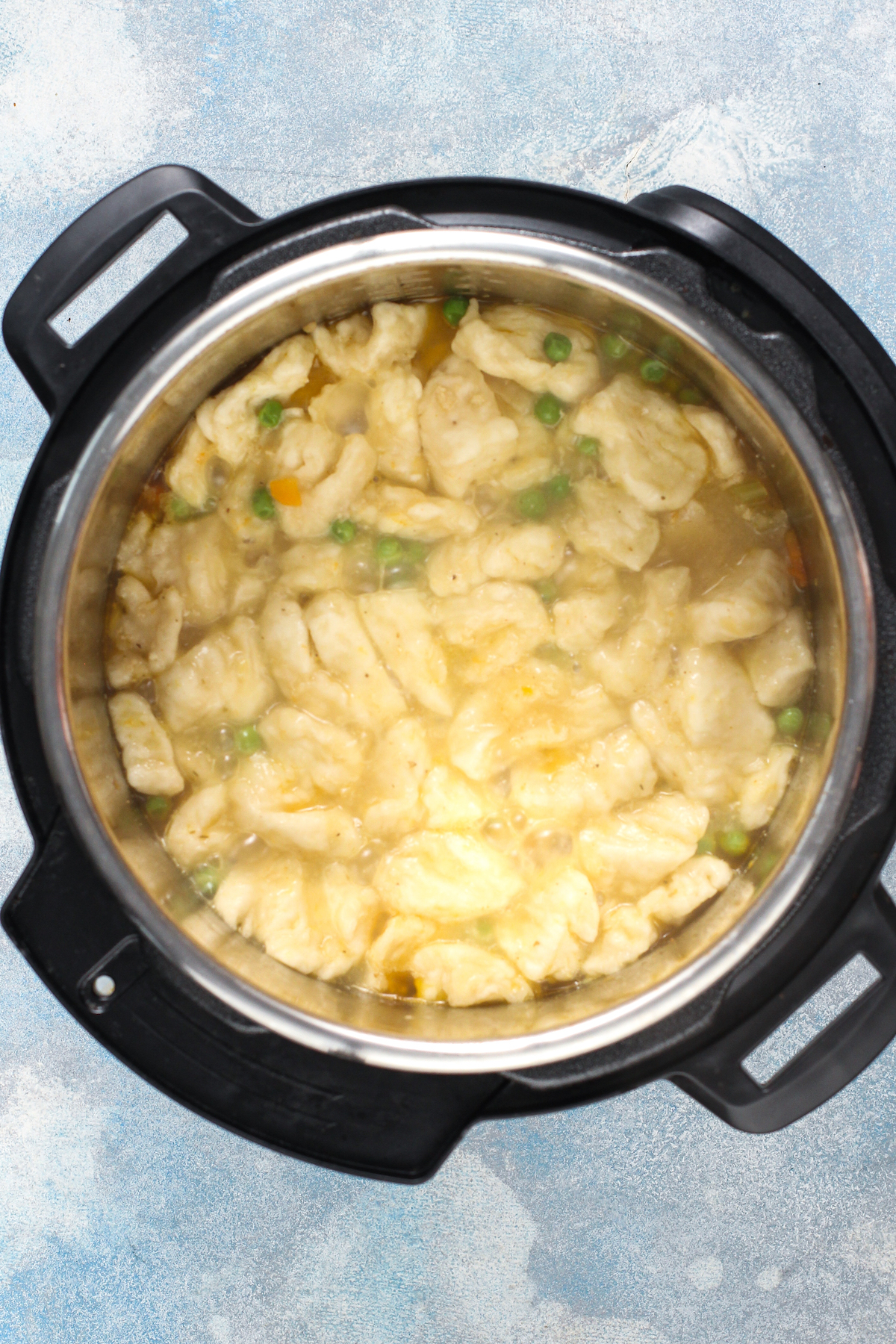 Simmering chicken and dumplings in the Instant Pot