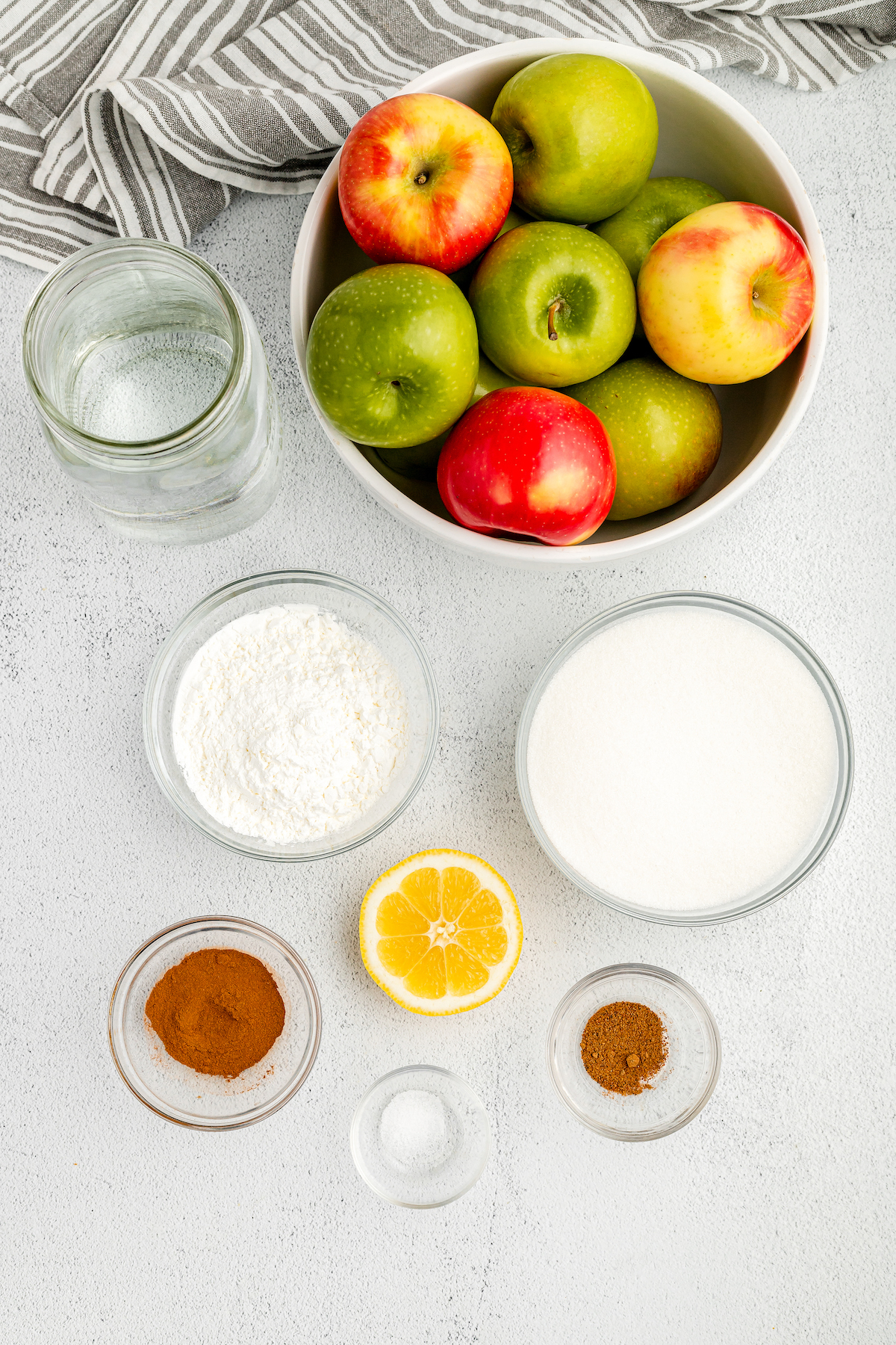 The ingredients for homemade apple pie filling.