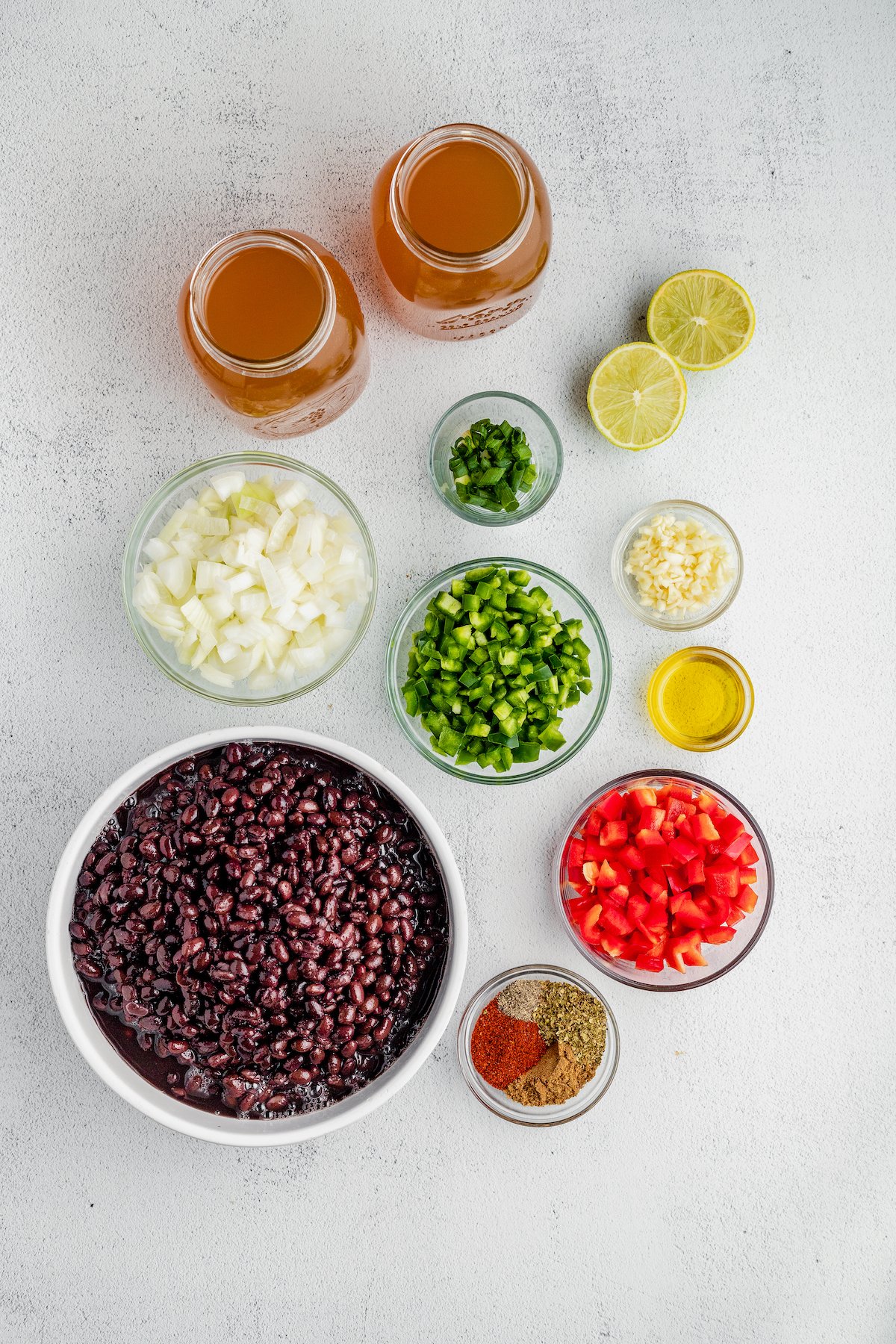 The ingredients for black bean soup.