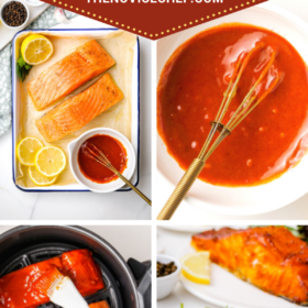 Collage pin showing the steps to make salmon in air fryer.