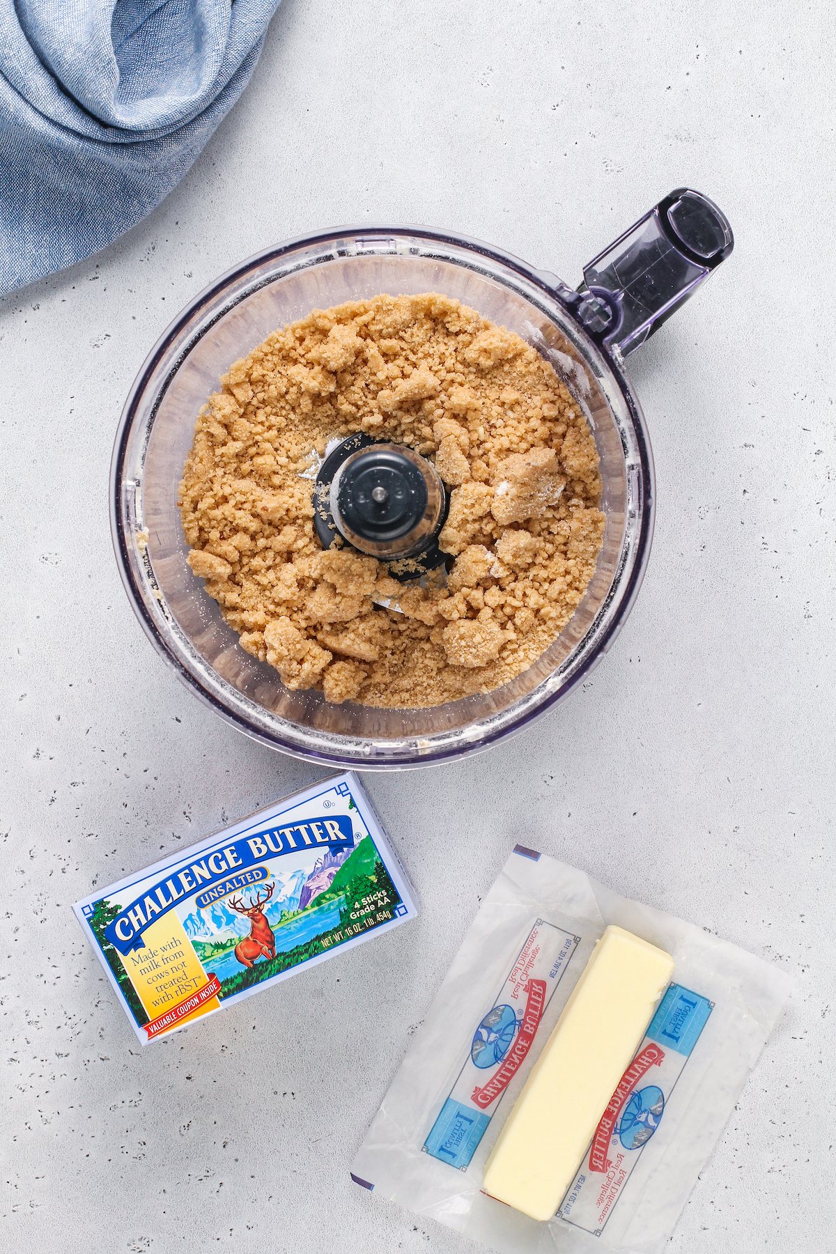 Crumble brown sugar topping in food processor.