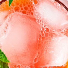Overhead image of watermelon lemonade.