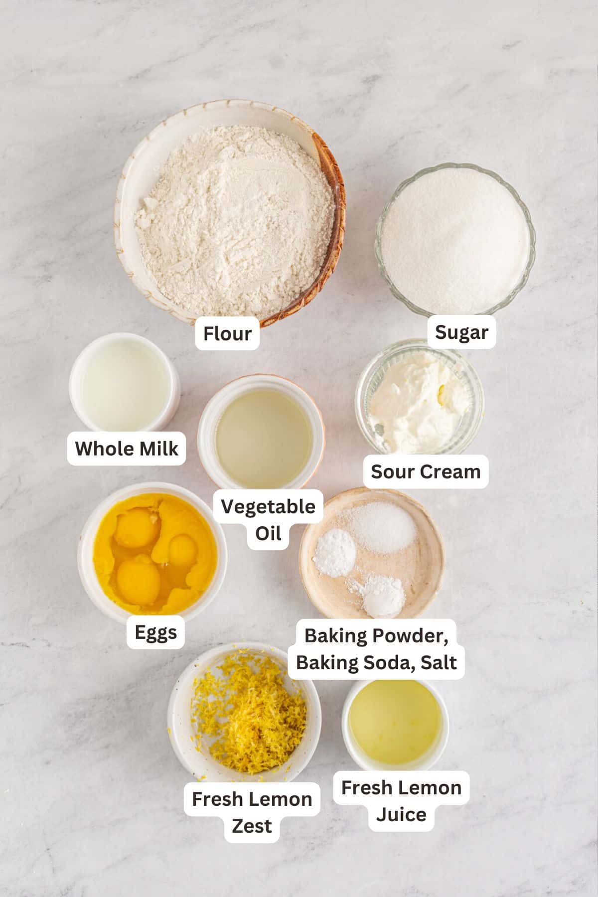 Ingredients for Glazed Lemon Bread.