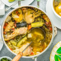a large pot of Caldo de Pollo