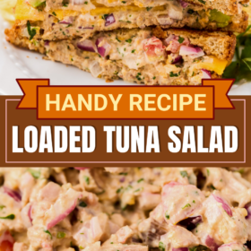 A tuna salad sandwich on toasted bread and a bowl of tuna salad.