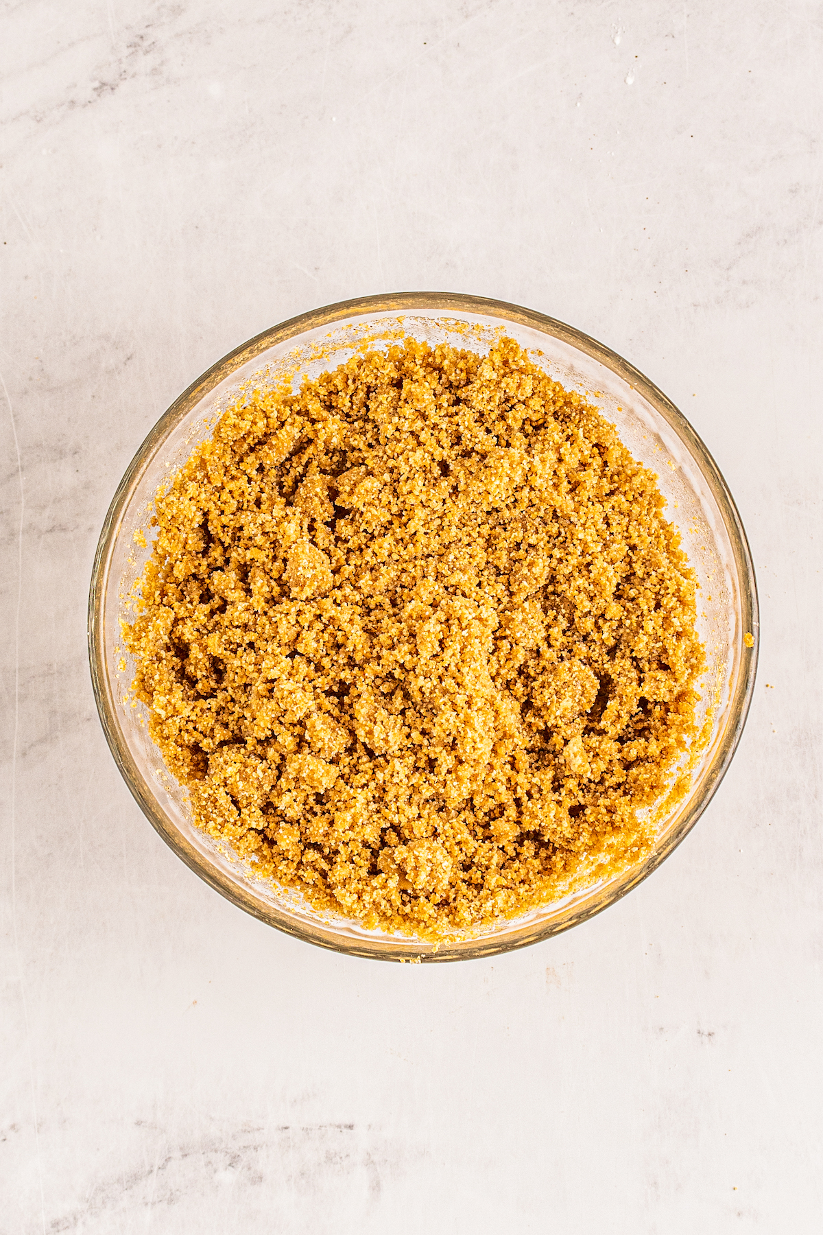 a bowl of crumbled graham crackers