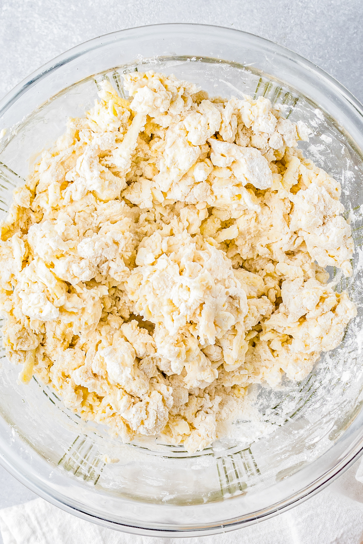 pastry dough in a glass bowl