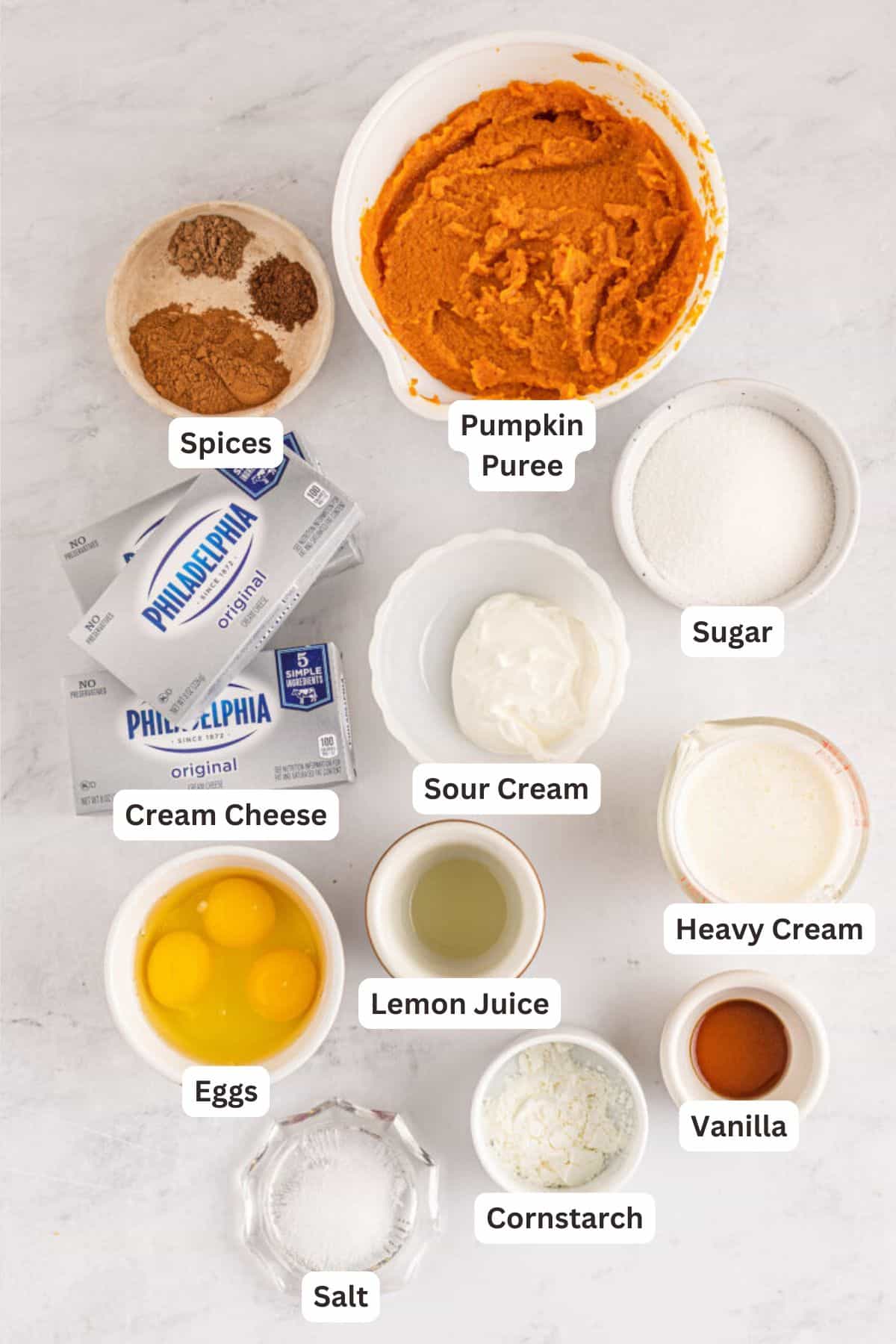 Ingredients for The Best Pumpkin Cheesecake.