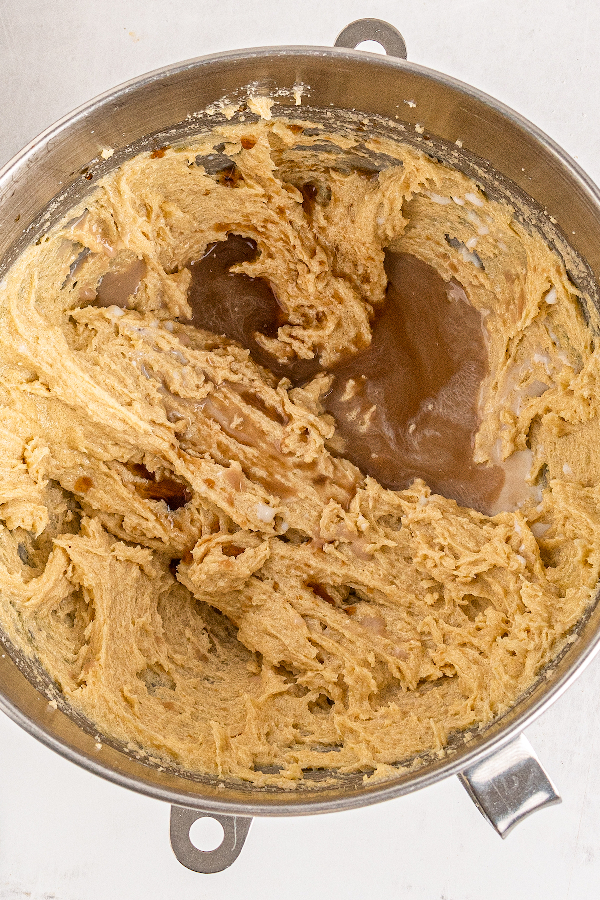 cookie dough in a large mixing bowl