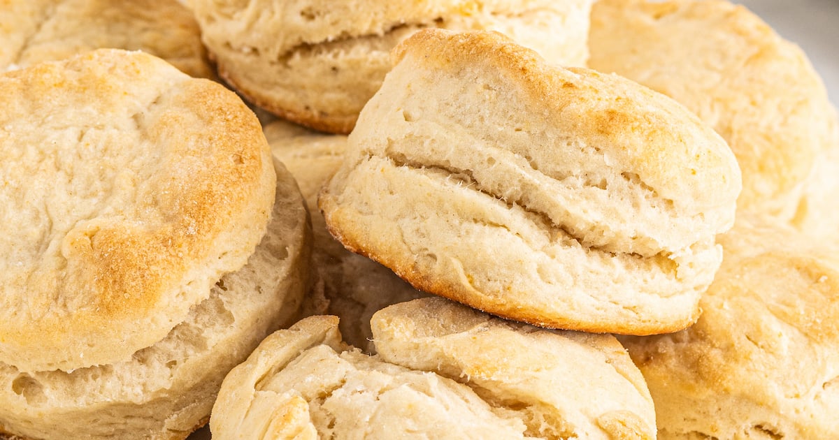 Close-up shot of homemade biscuits.