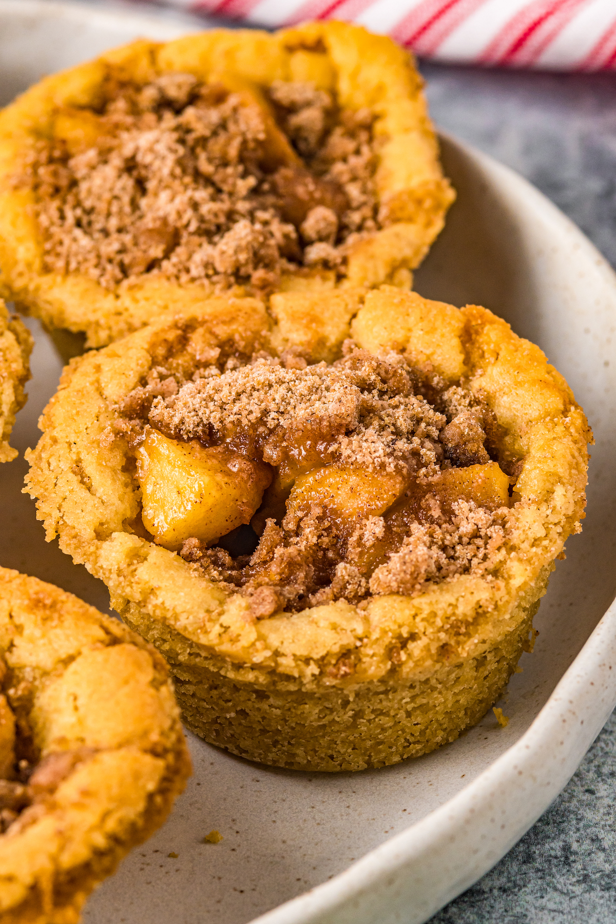 Apple pie cookie cups with crumb topping.
