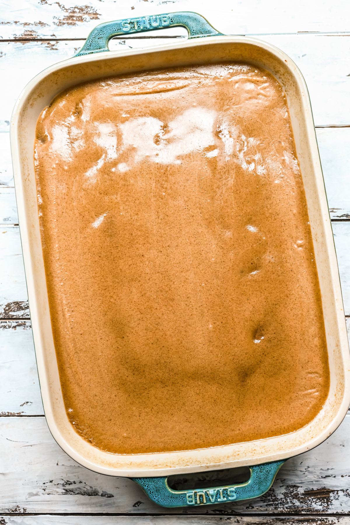 A baking pan of brown sugar apple cake