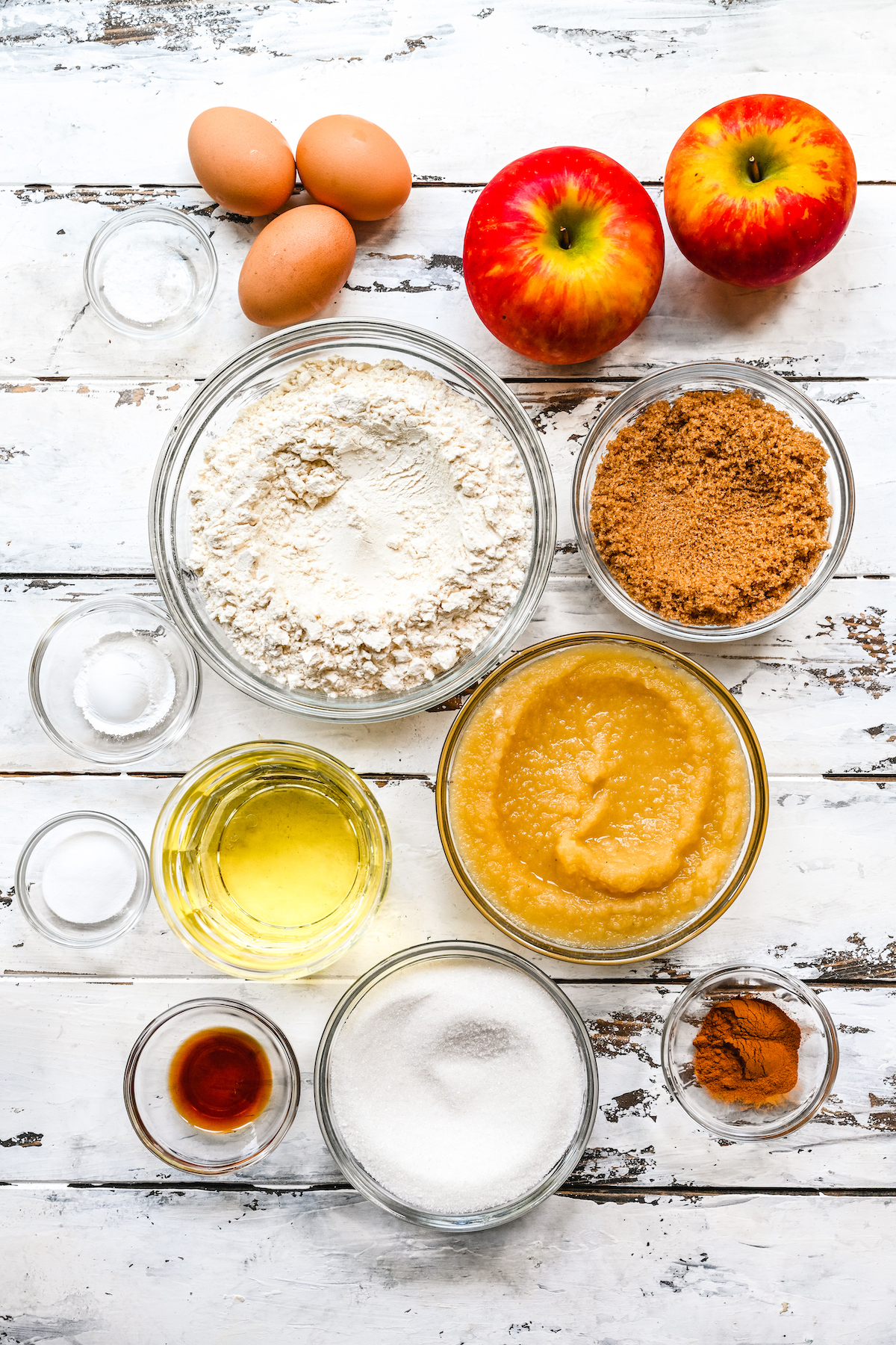 All of the ingredients for brown sugar apple cake