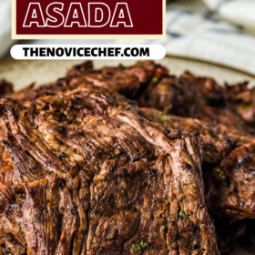 Grilled carne asada on a plate.