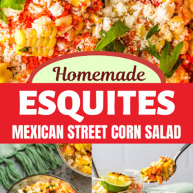 Mexican Esquites with cilantro and crushed hot cheetos on top.