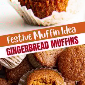 A gingerbread muffin with the liner pulled off and a bite taken out of it.