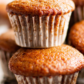 Gingerbread muffins stacked on top of each other!