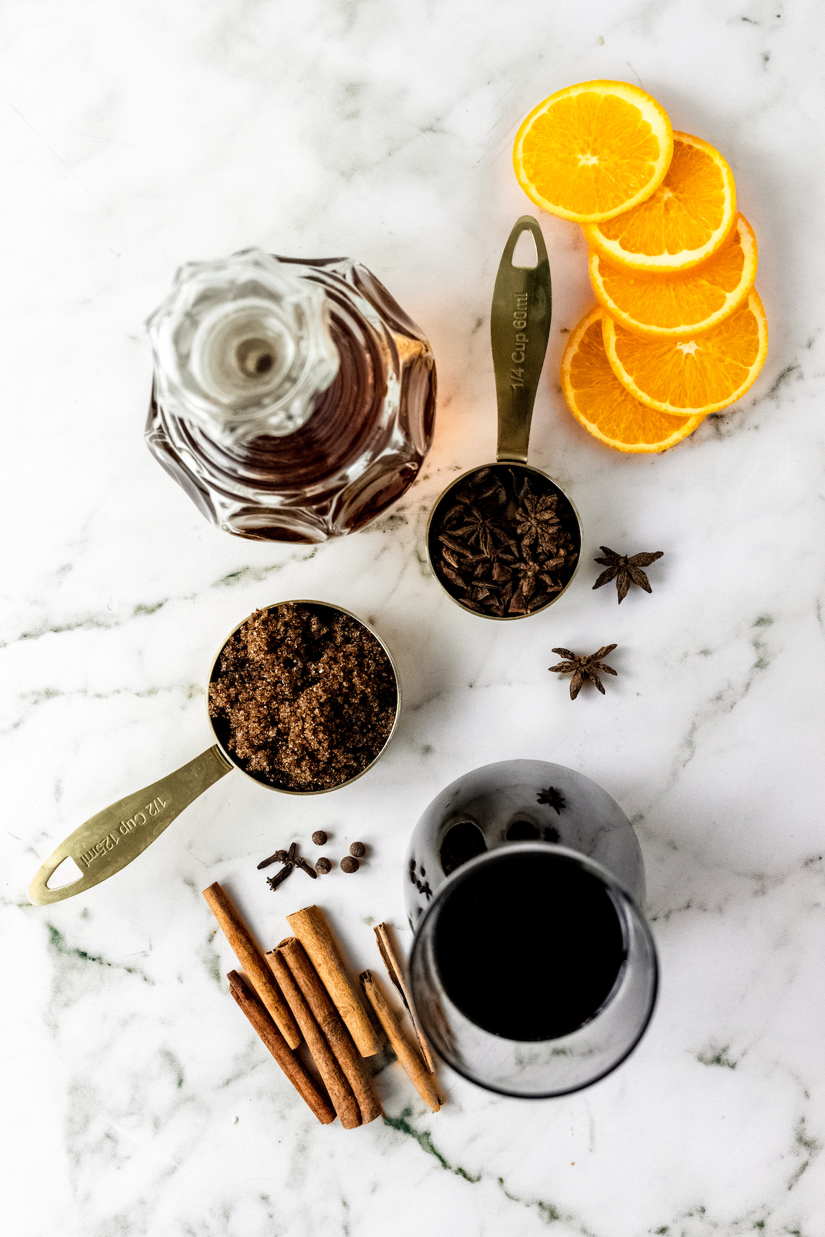 Ingredients for mulled wine. 