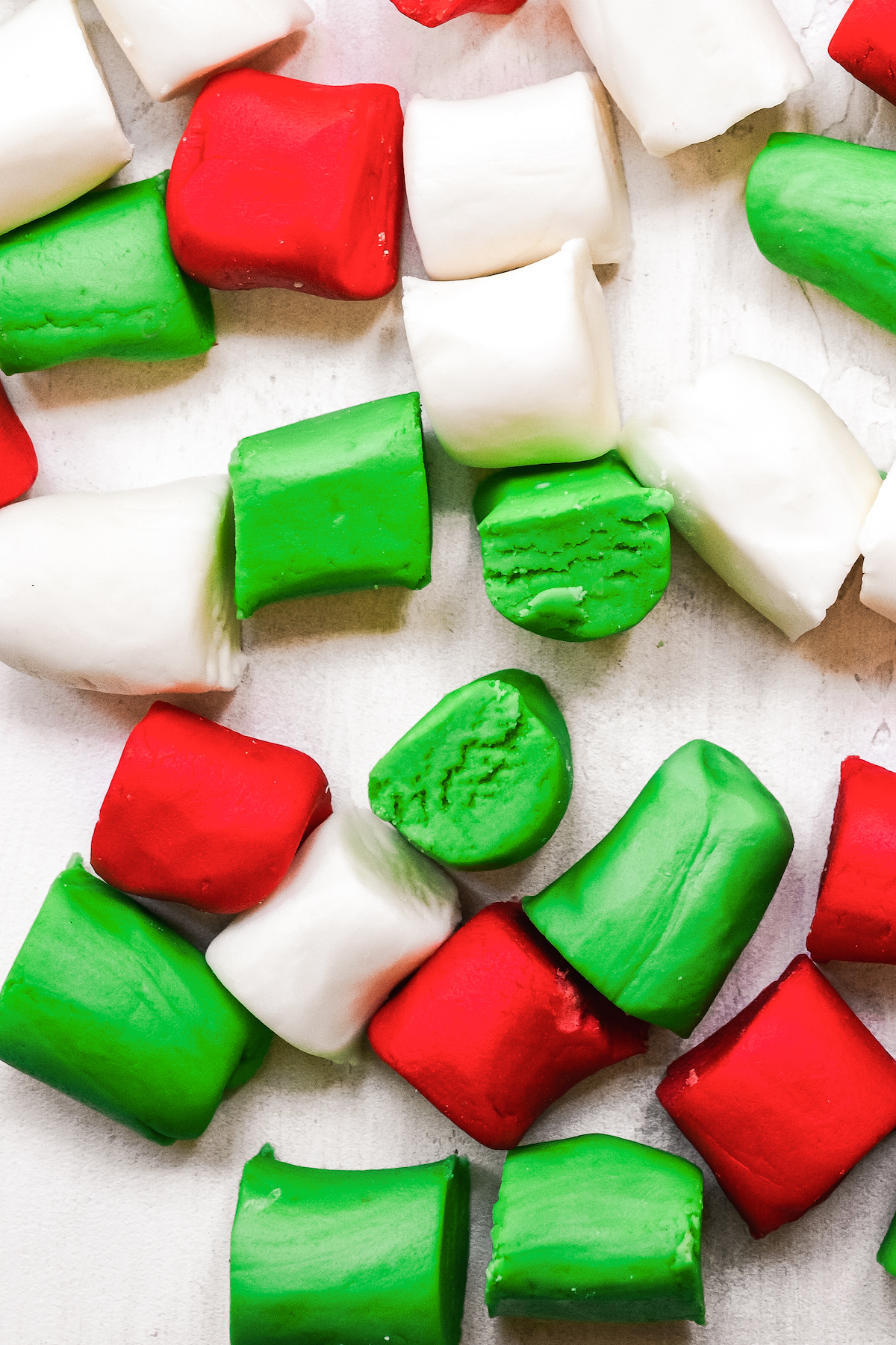 Close-up shot of Christmas butter mints.