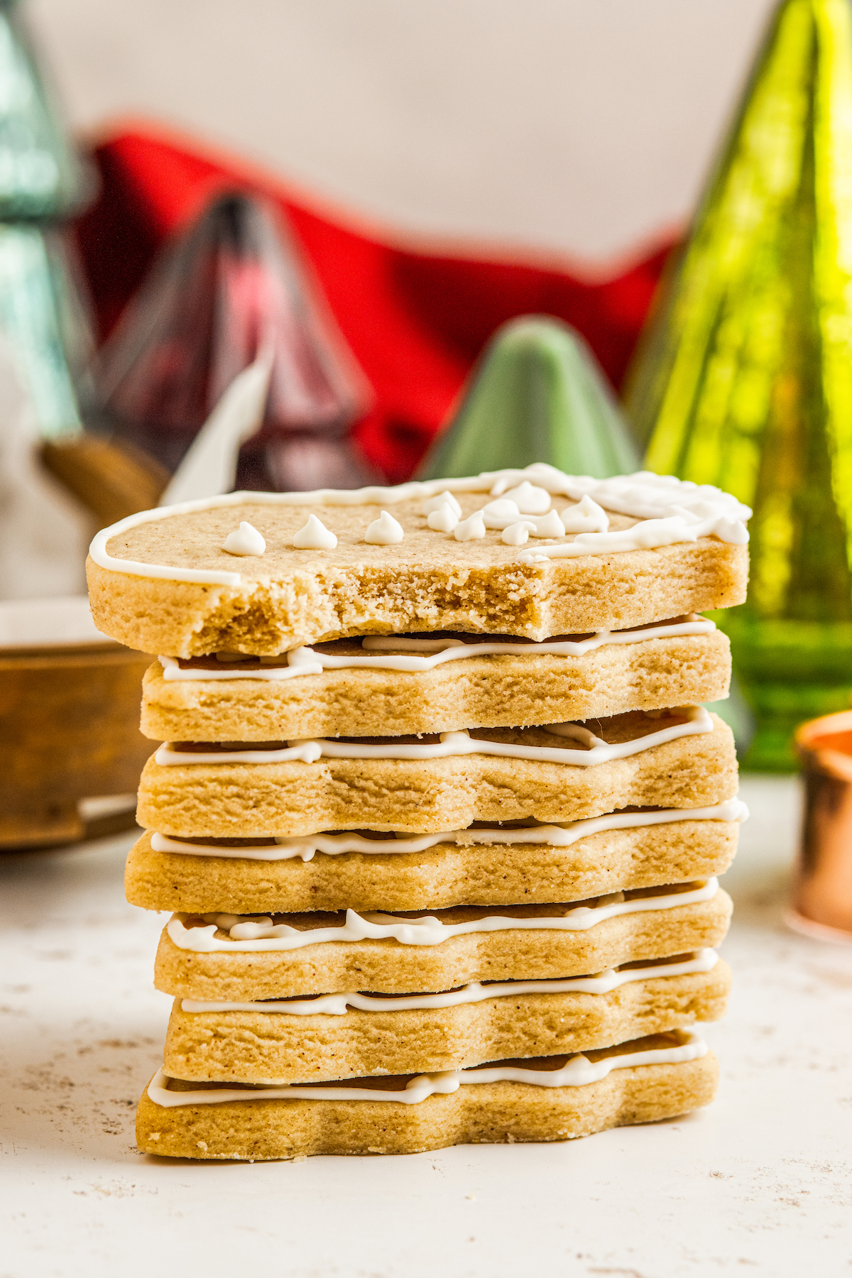 A stack of Christmas sugar cookies.