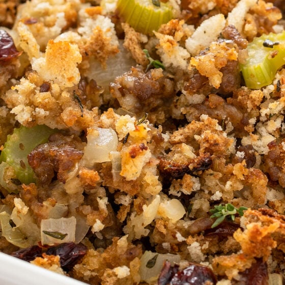 Stuffing with Italian sausage and cranberries.