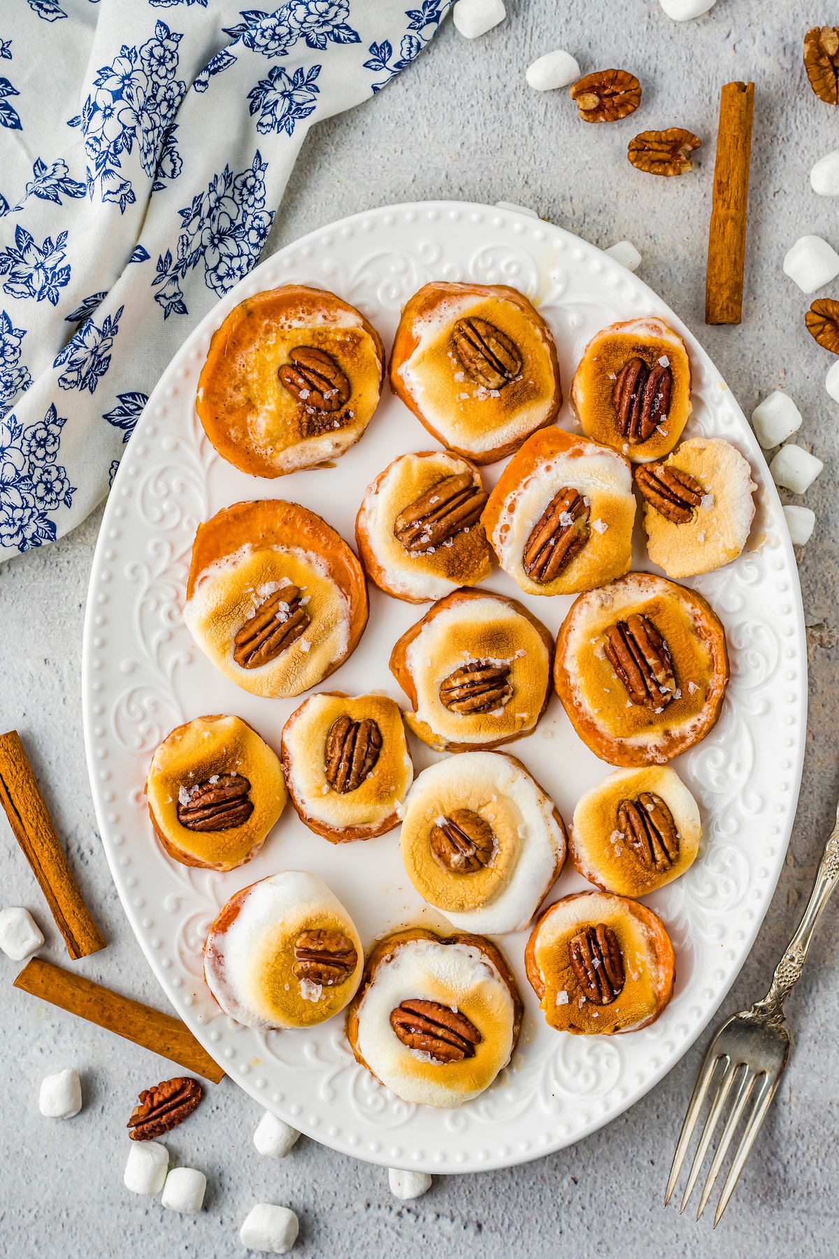 Sweet potato bites on a plate.