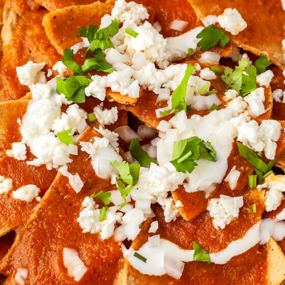 Recipe card image for chilaquiles rojos
