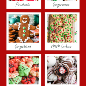 A collage image of 6 Christmas cookies.