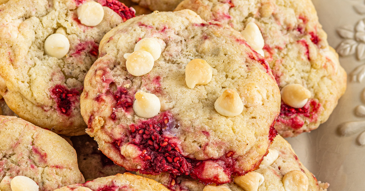 Half-and-Half White Chocolate Raspberry Cookies