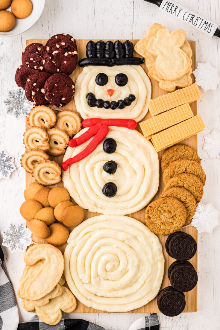 Snowman buttercream board the novice chef