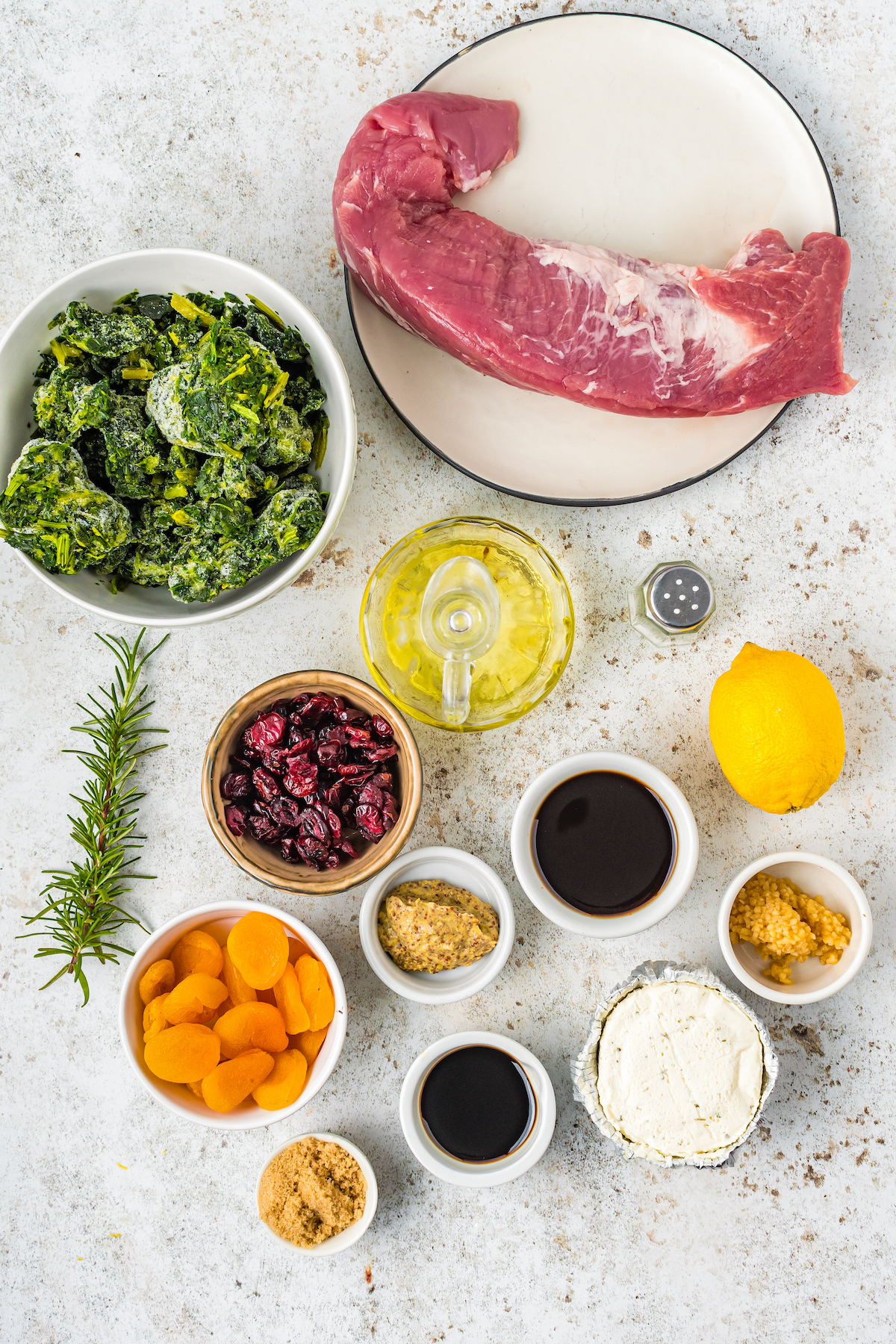 Ingredients for stuffed pork loin.