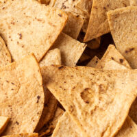 Recipe card photo of air fryer tortilla chips.