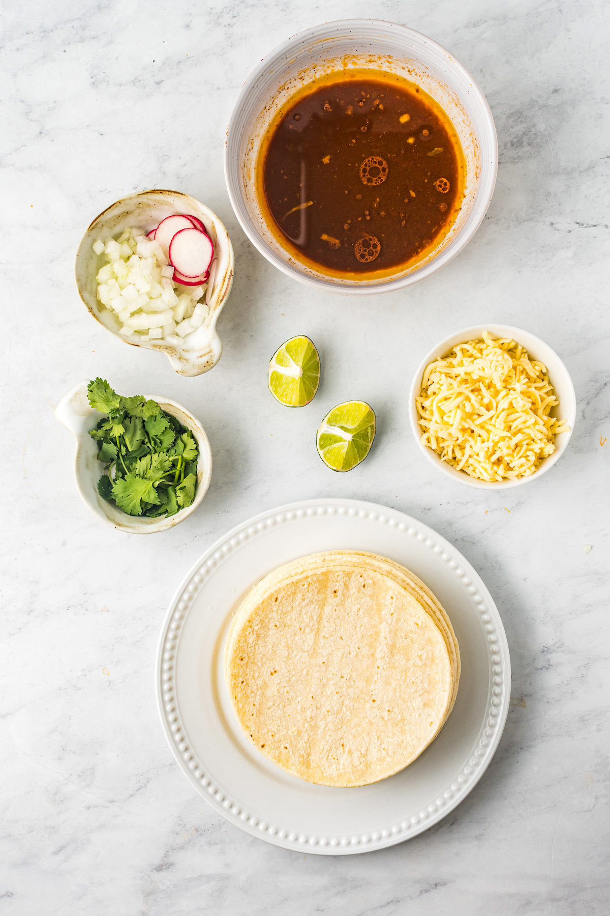 Ingredients for tacos de birria.