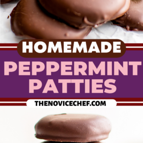 Peppermint patties stacked on top of each other with a bite taken out of the top one.