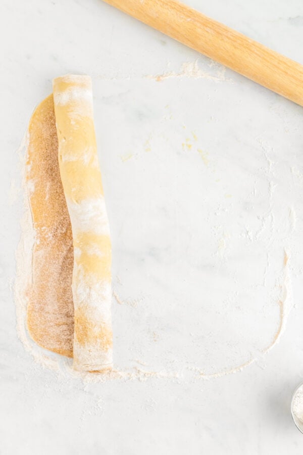A log of rolled-up honey bun dough.