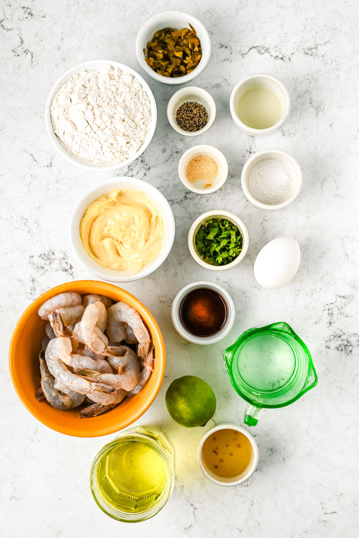 Ingredients for Mexican fried shrimp.