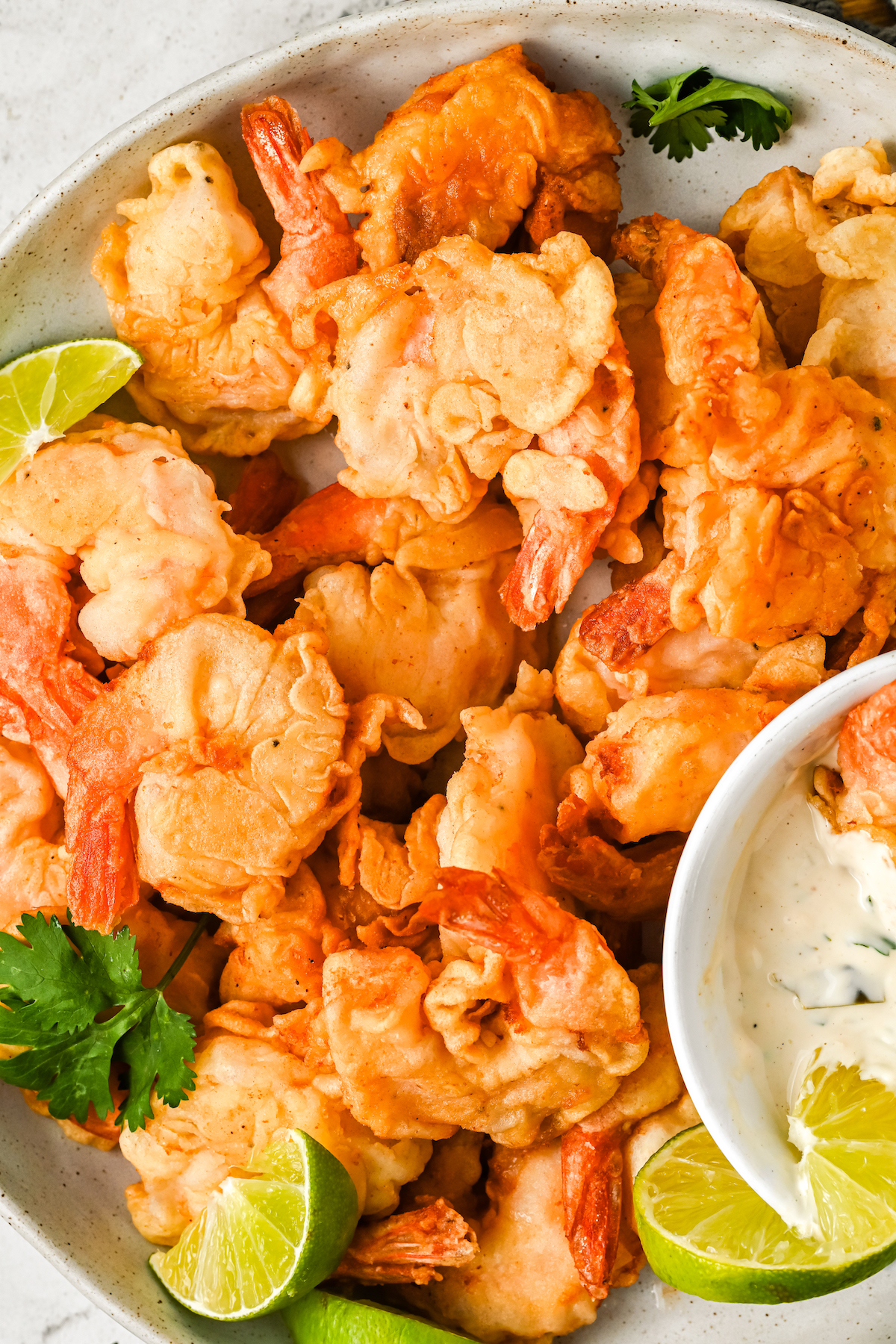 Close-up of Mexican fried shrimp. 