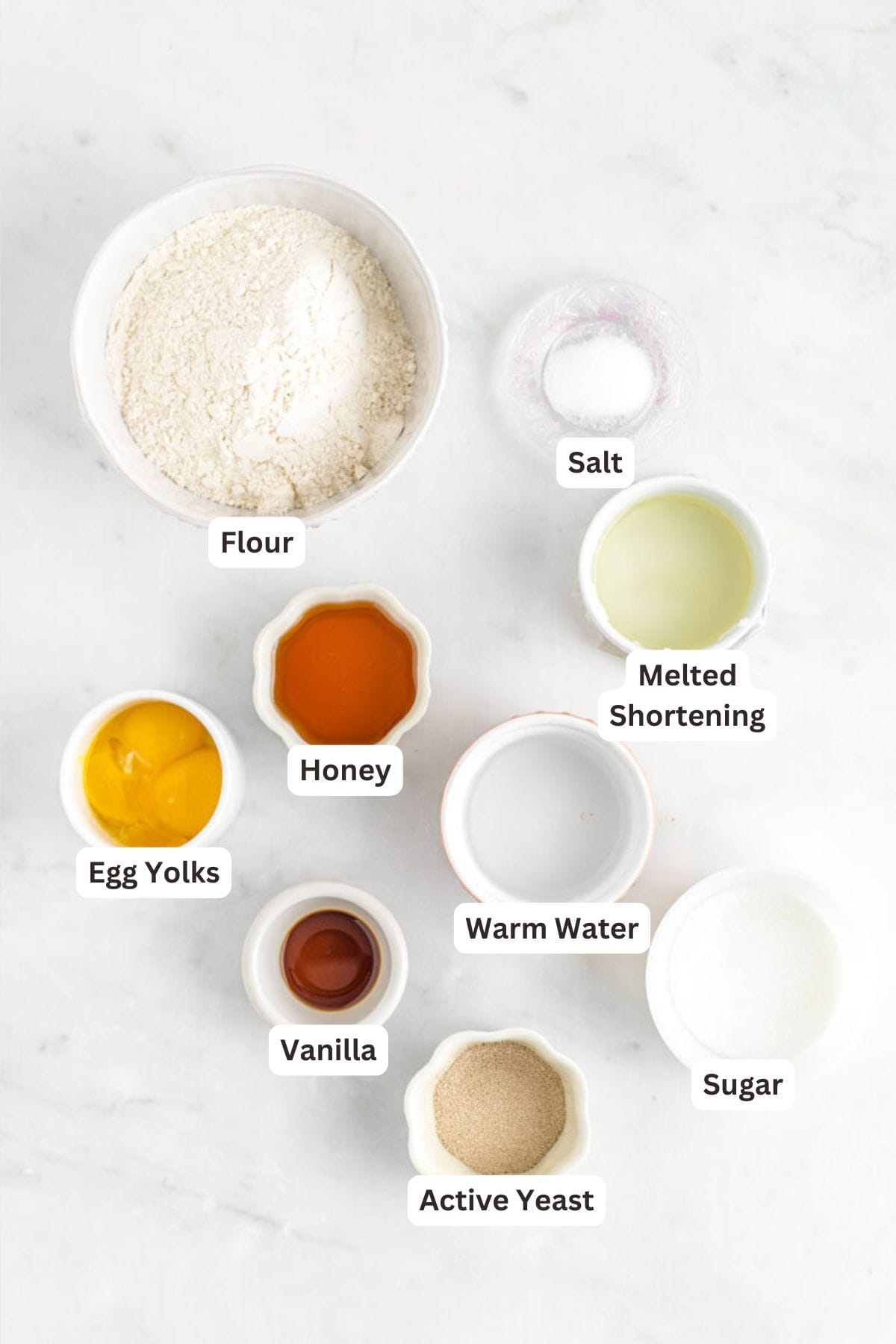 Ingredients for Homemade Honey Buns.