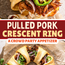 Pulled pork crescent ring with jalapenos, onions, cilantro and more.