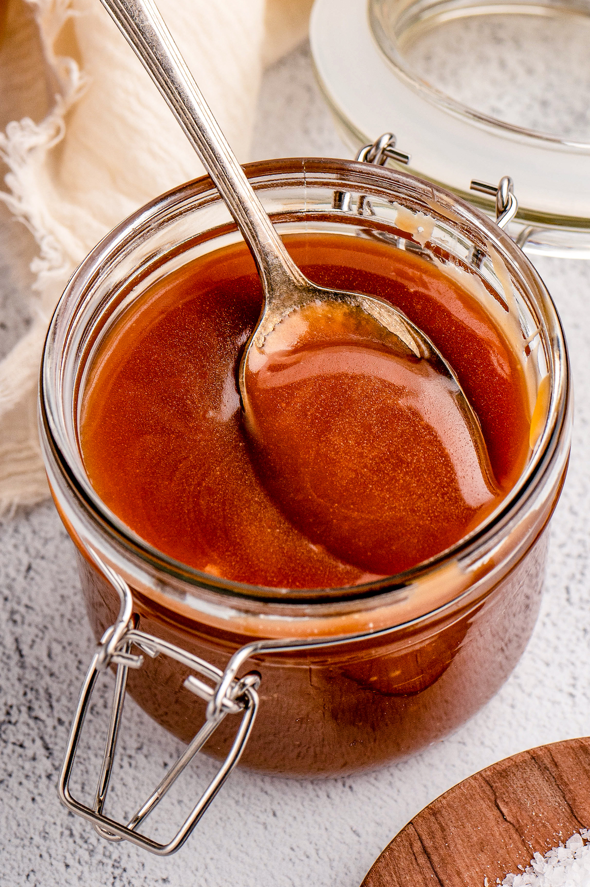 Jar of salted caramel.