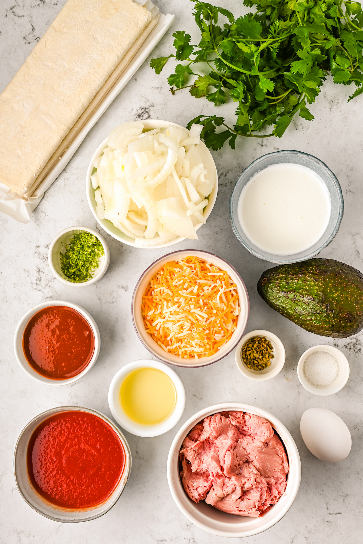 Ingredients for homemade chicken empanadas.