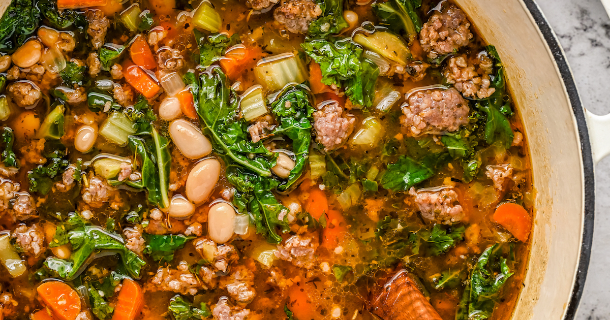 Sausage and Kale Soup with White Beans | The Novice Chef