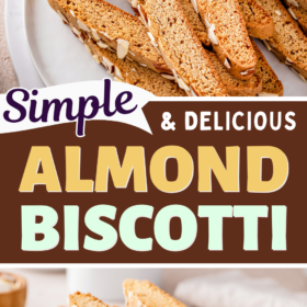 Almond biscotti on a plate.