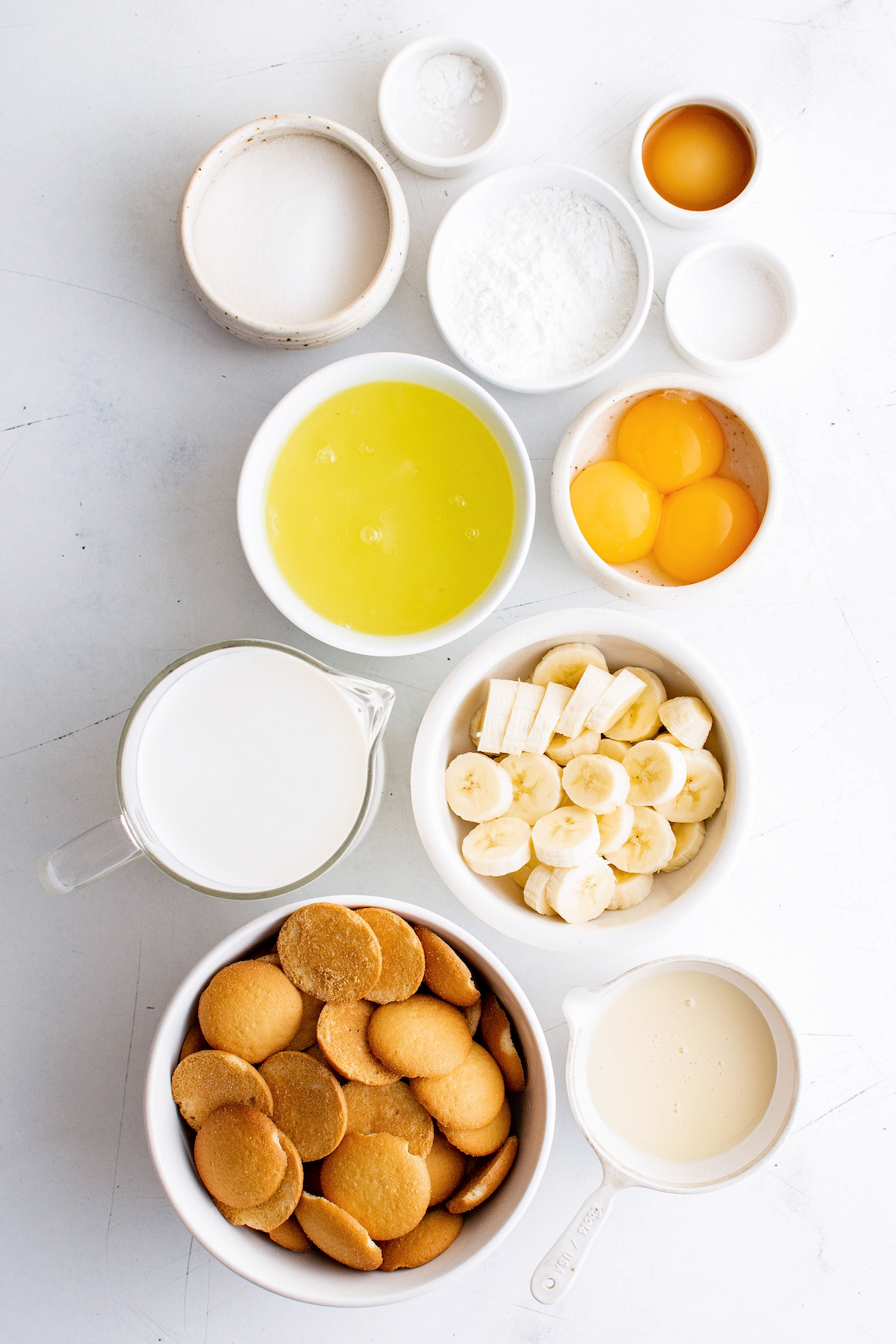 Ingredients for banana pudding.