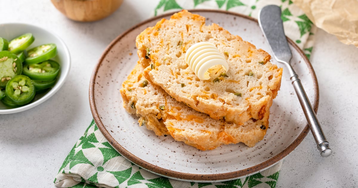 Landscape photo of jalapeño beer bread.