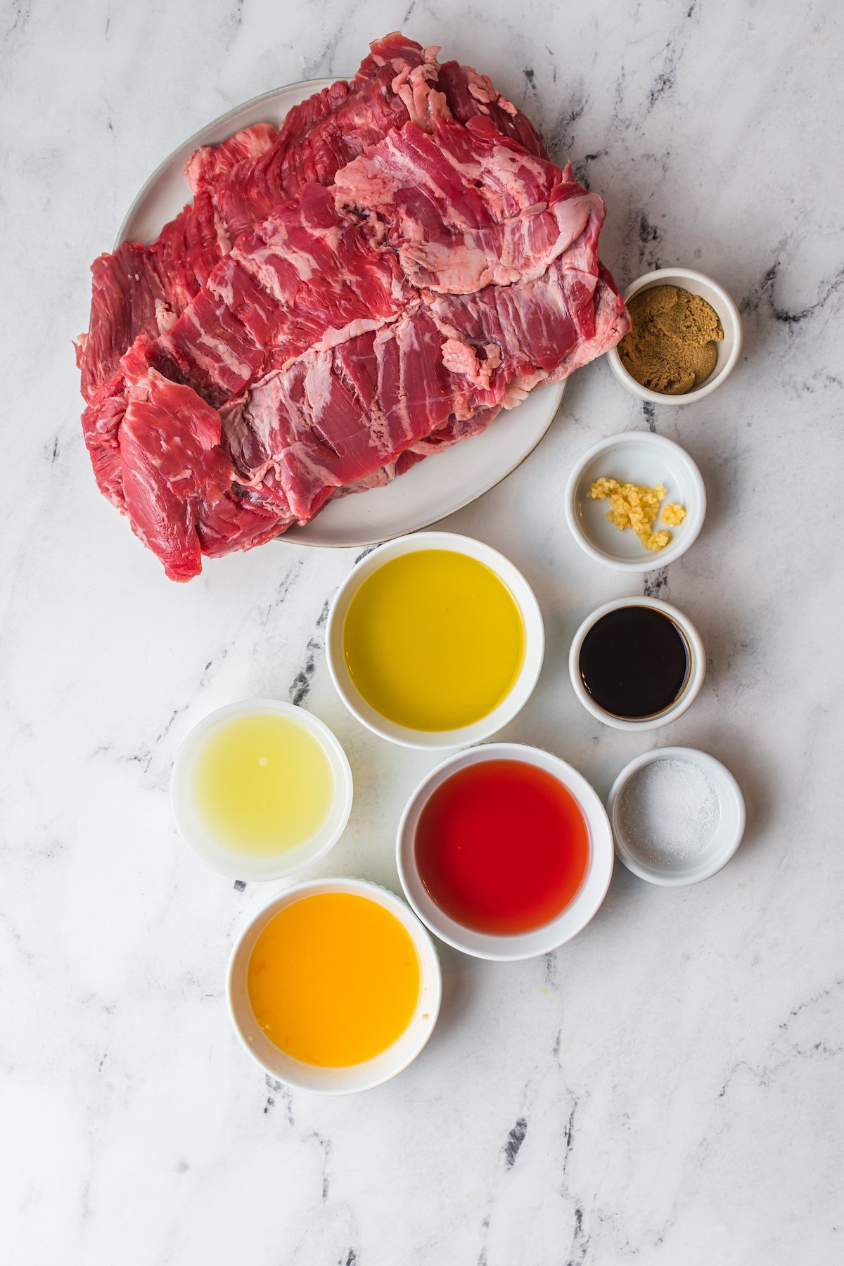 Ingredients for flank steak tacos.