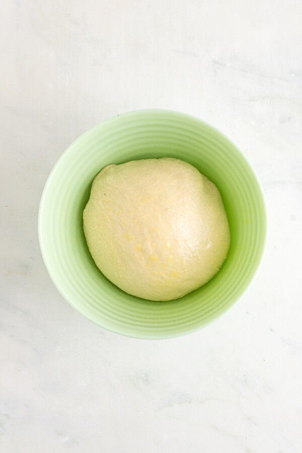 Bread dough in a bowl.